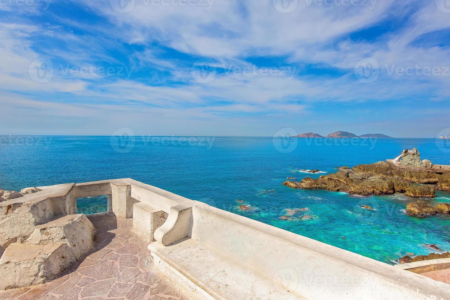 Scenic Mazatlan sea promenade El Malecon with ocean lookouts and scenic landscapes photo