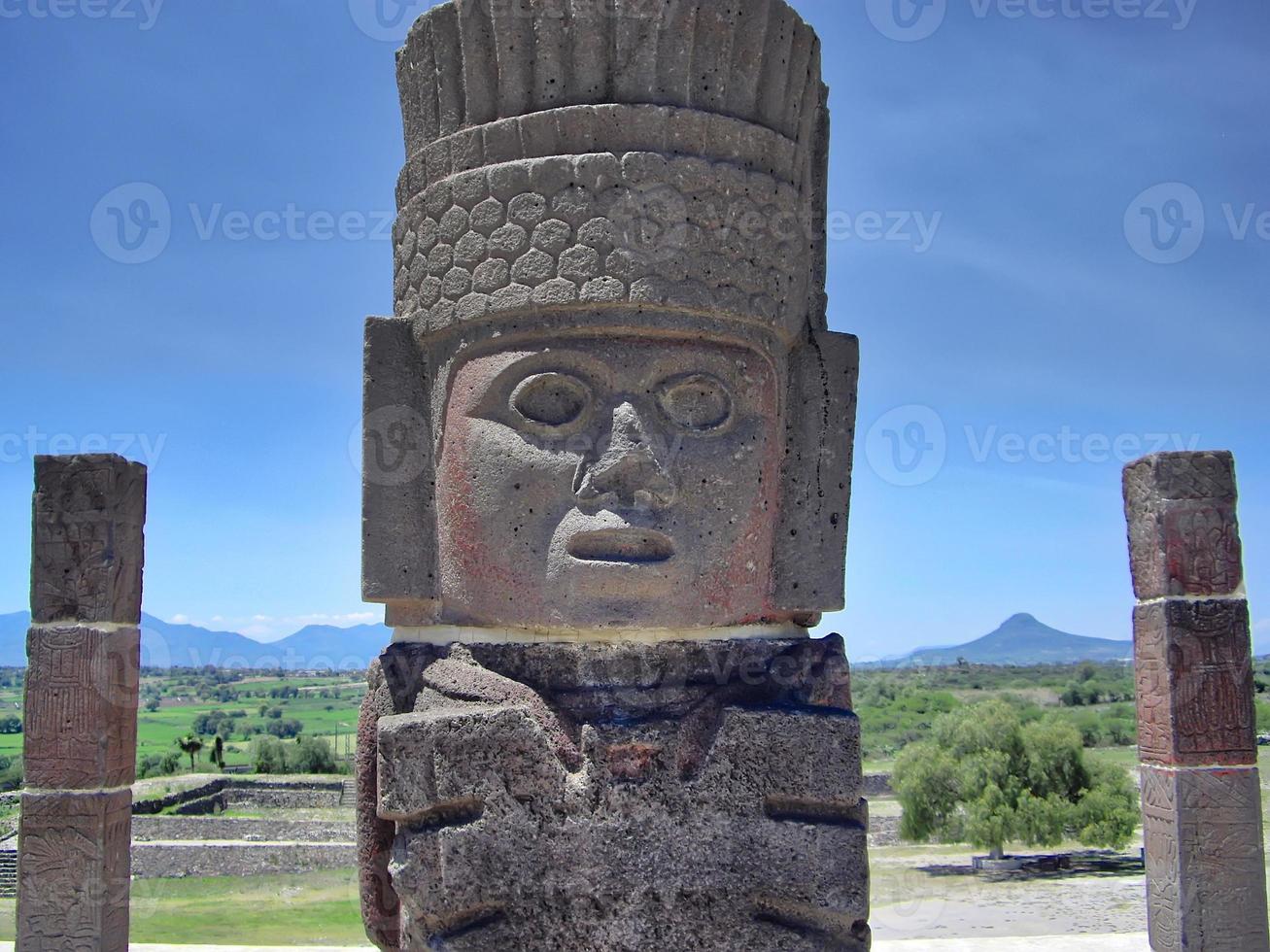 Famous Tula pyramids and statues in Mexico photo