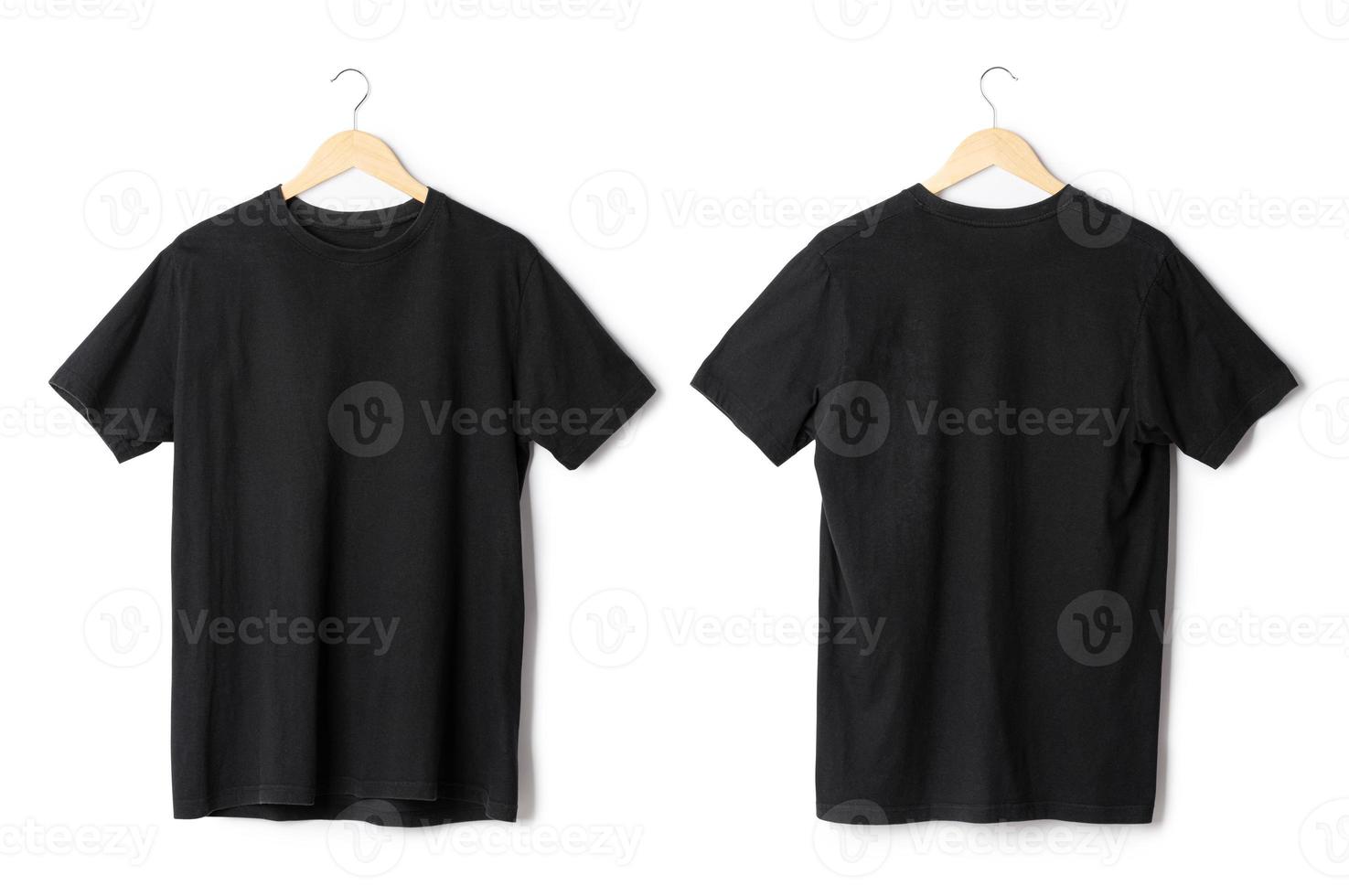 Black Tshirt Front And Back Isolated On White Background With