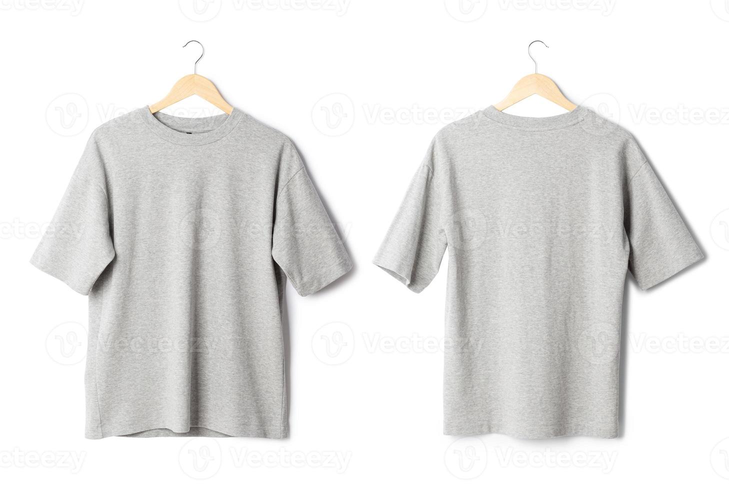 Gray oversize T shirt mockup hanging isolated on white background with clipping path photo