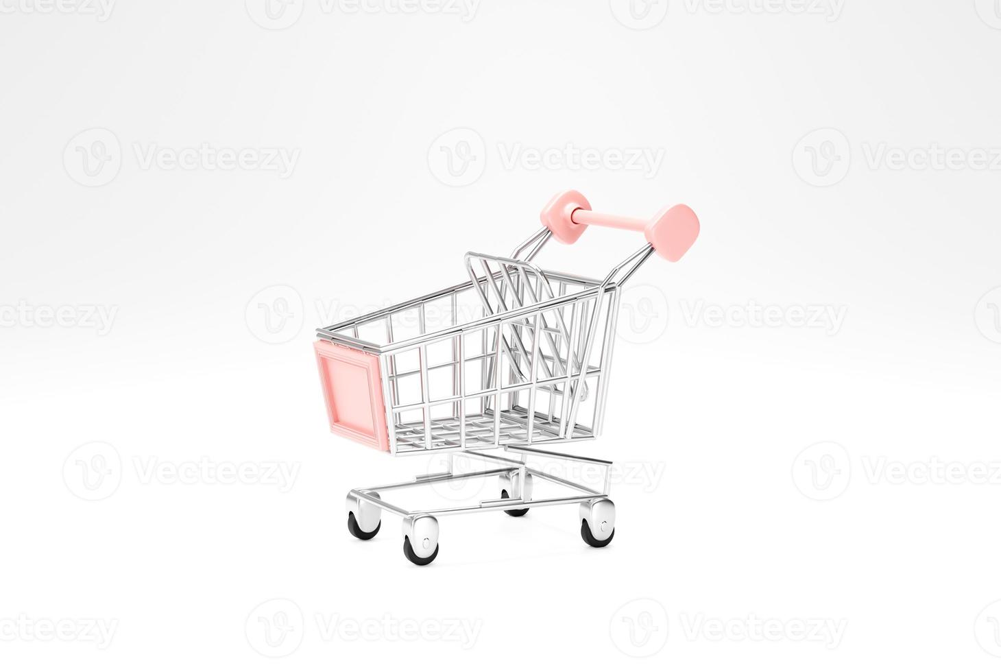 Shopping cart or trolley basket supermarket icon sign or symbol on white background 3d rendering photo