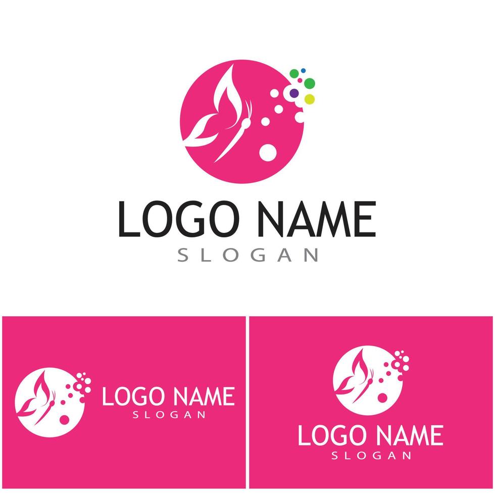 diseño de icono de vector de logotipo de mariposa de belleza