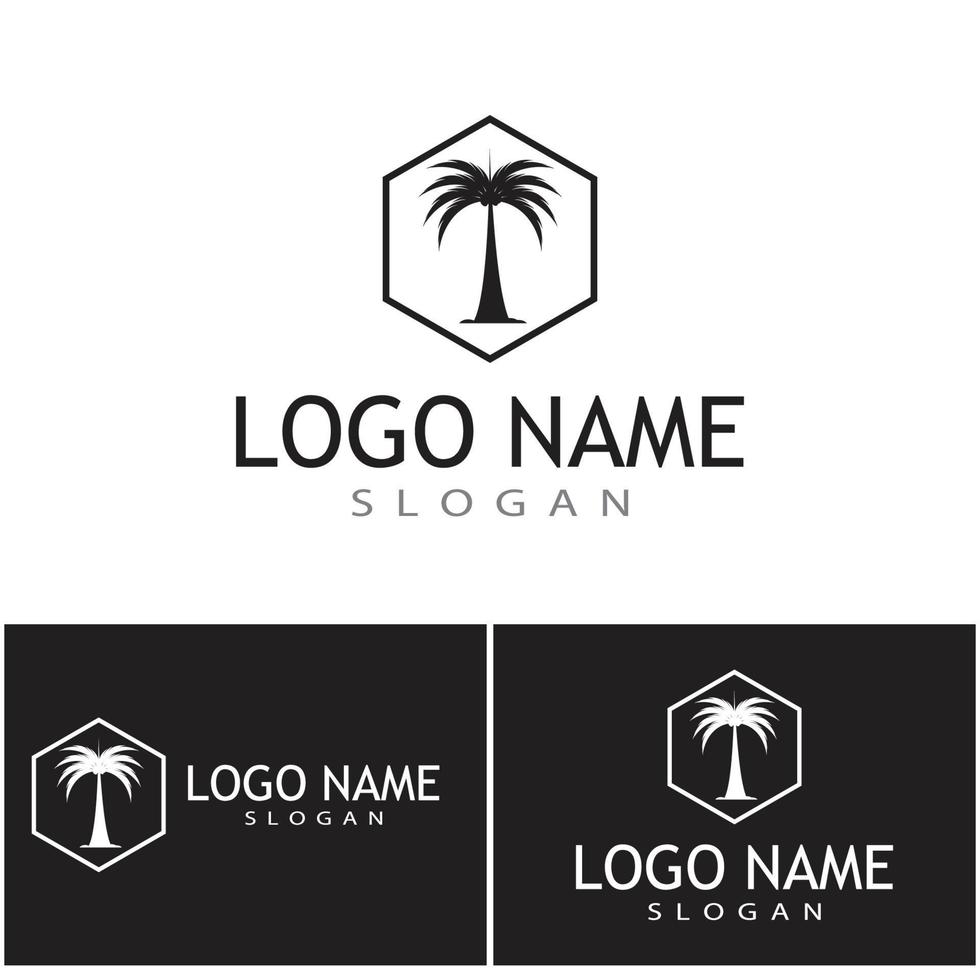 Ilustración de vector de plantilla de logotipo de verano de palmera