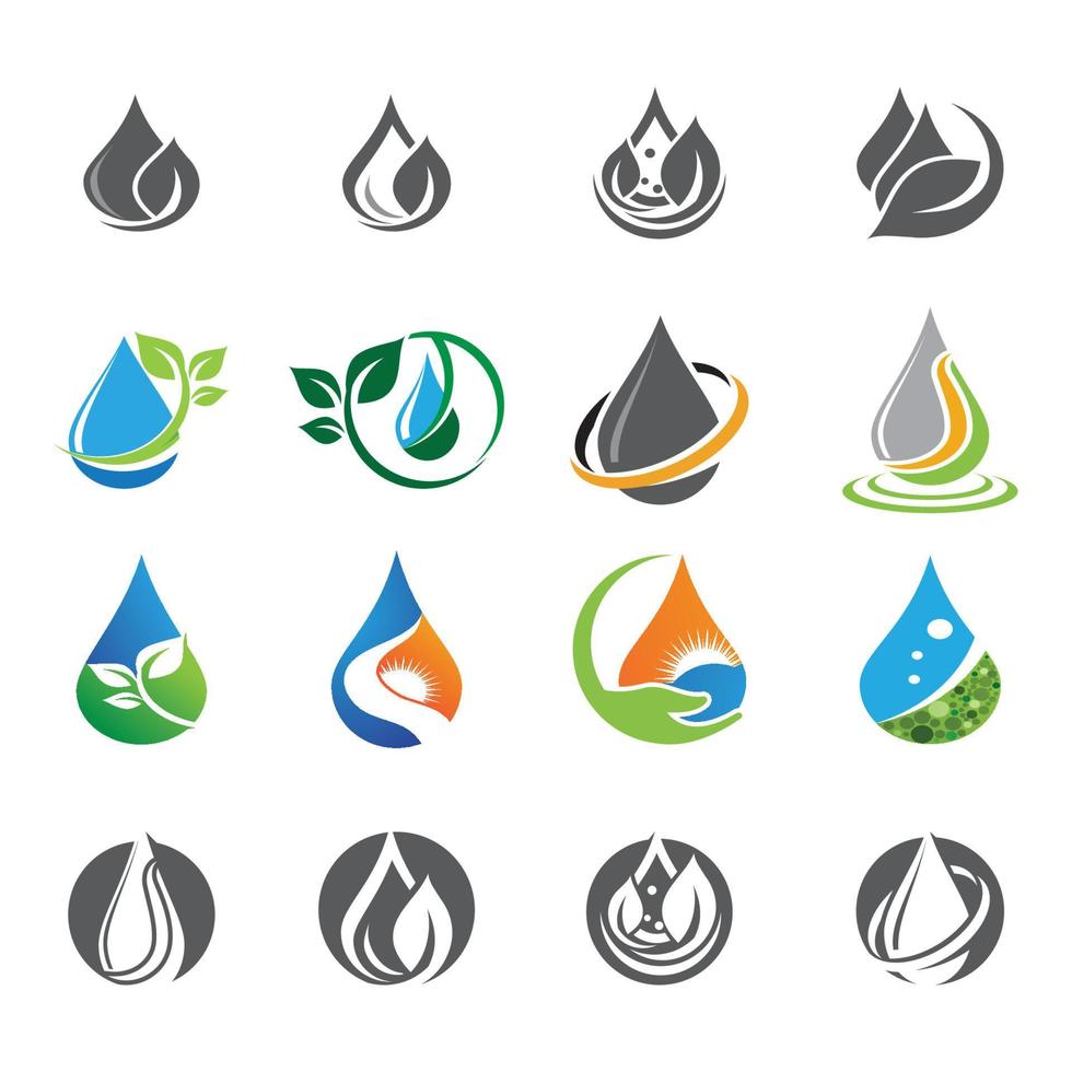 Water drop  droplet with leaf for natural fresh healthy eco logo design vector