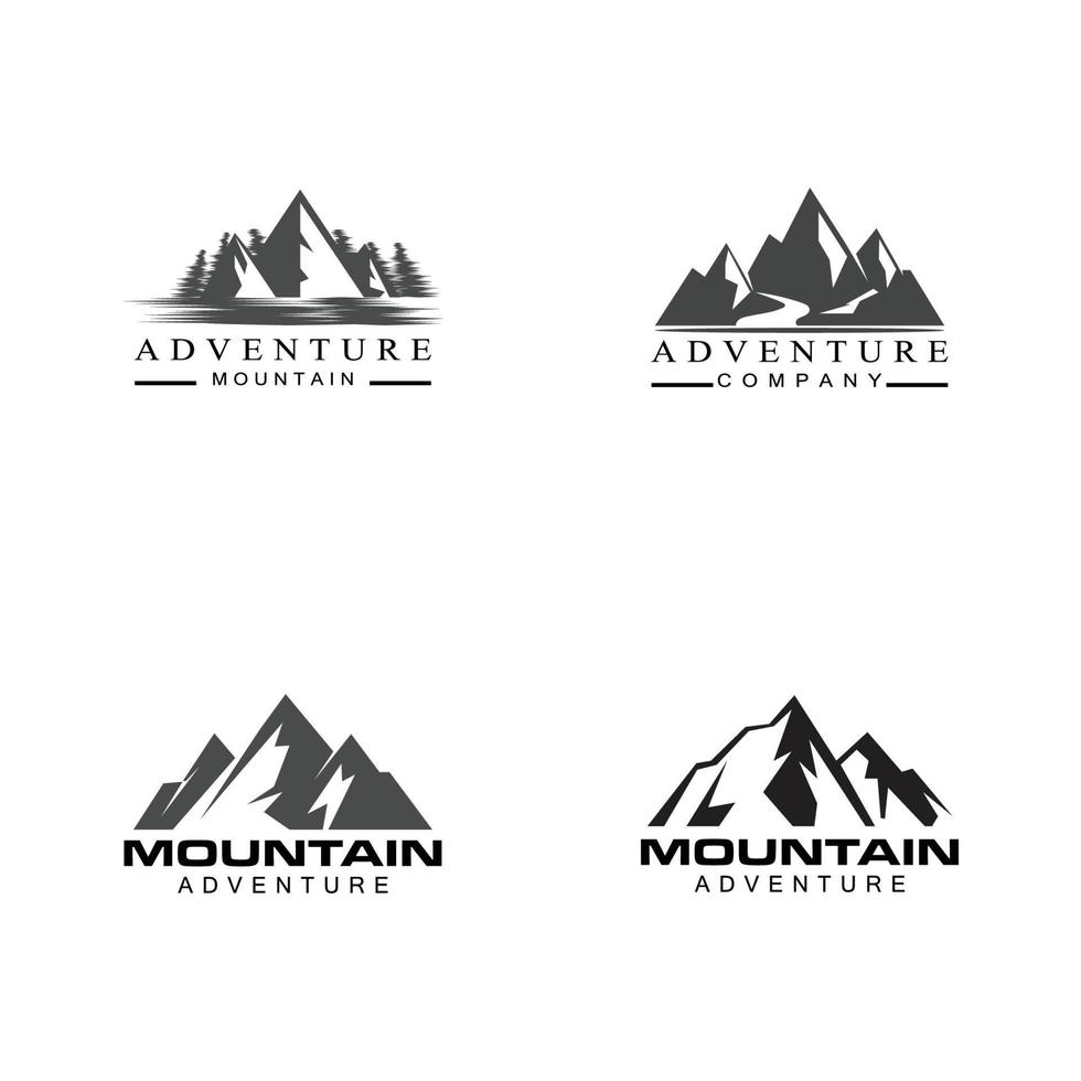 Simple Modern Mountain Landscape Logo Design Vector, Rocky Ice Top Mount Peak Silhouette vector