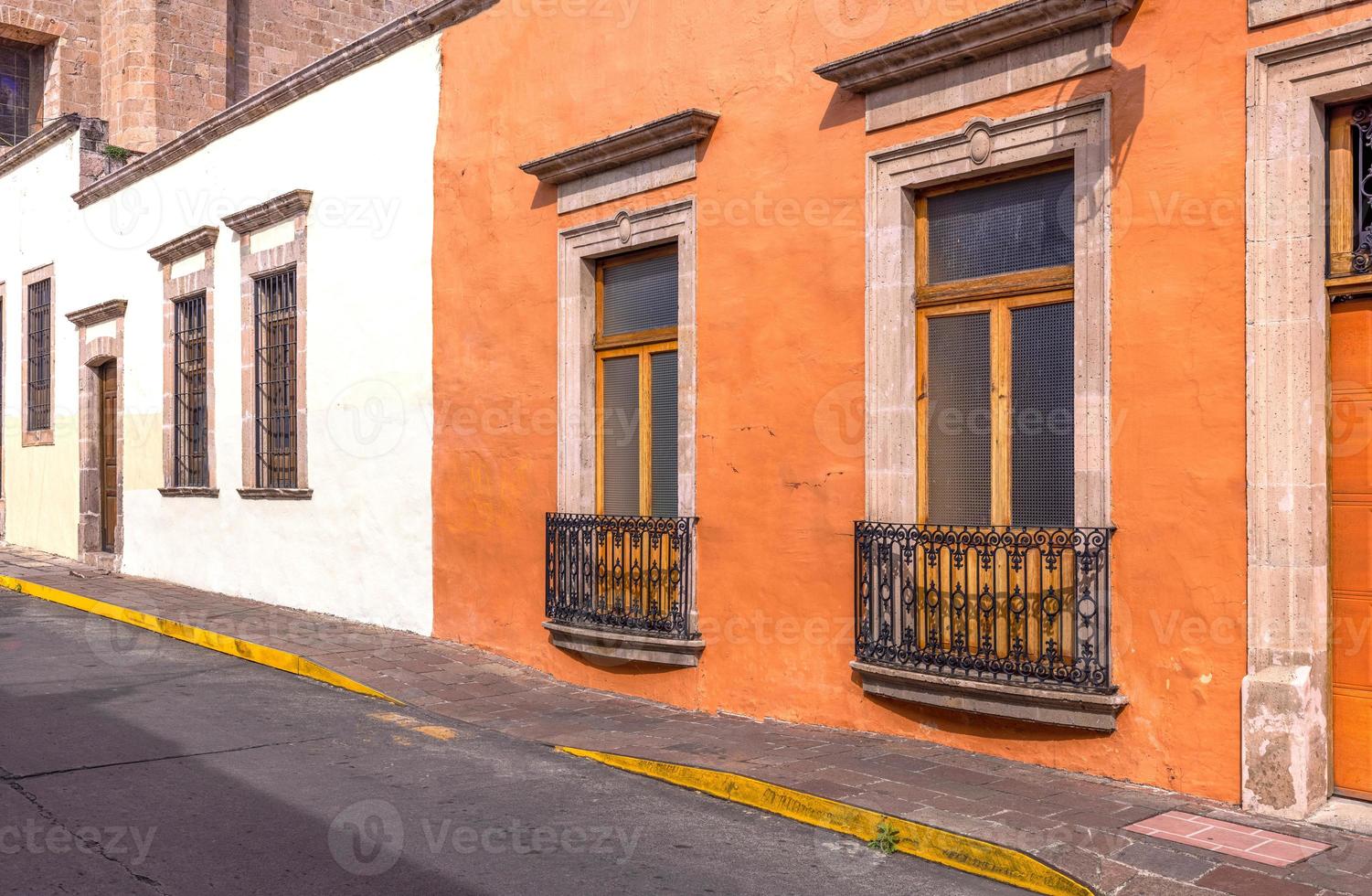 Morelia, Michoacan, colorful streets and colonial houses in Morelia historic city center, one of