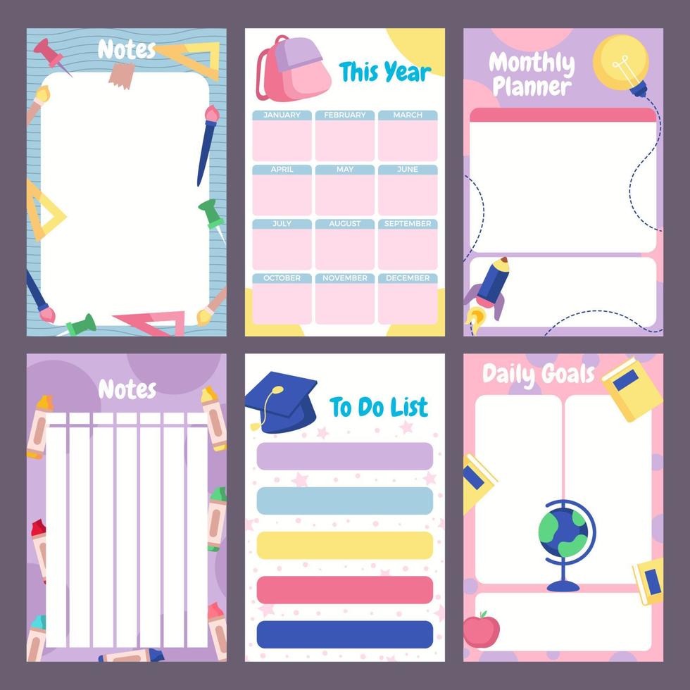 School Journal Page Template Collection vector