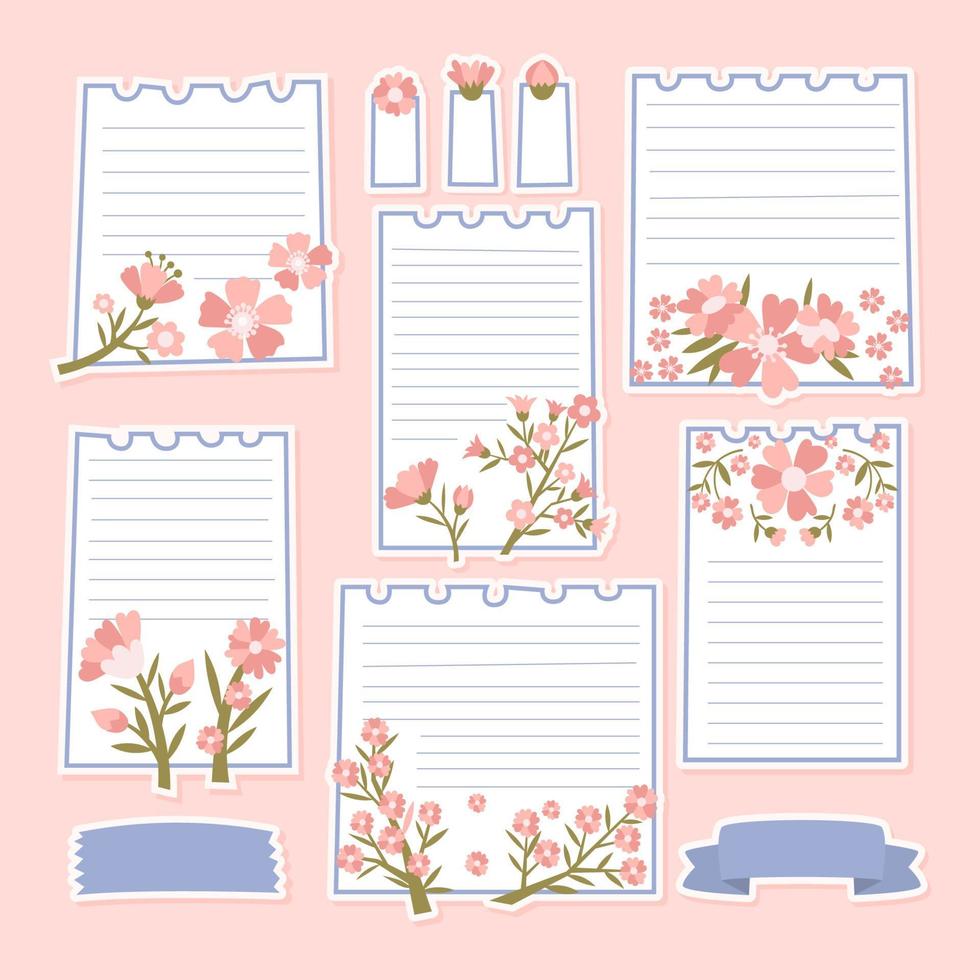 Set of Cherry Blossom Stickers vector