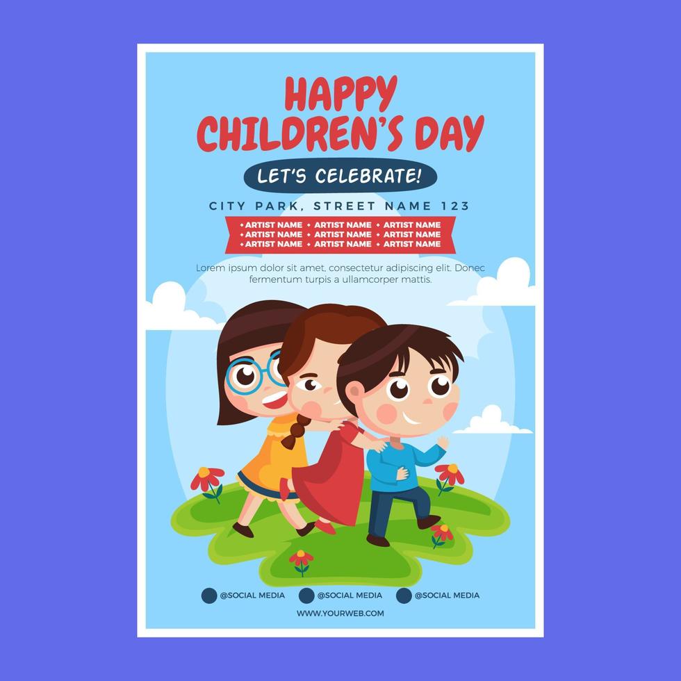 Happy Children's Day Poster Template vector