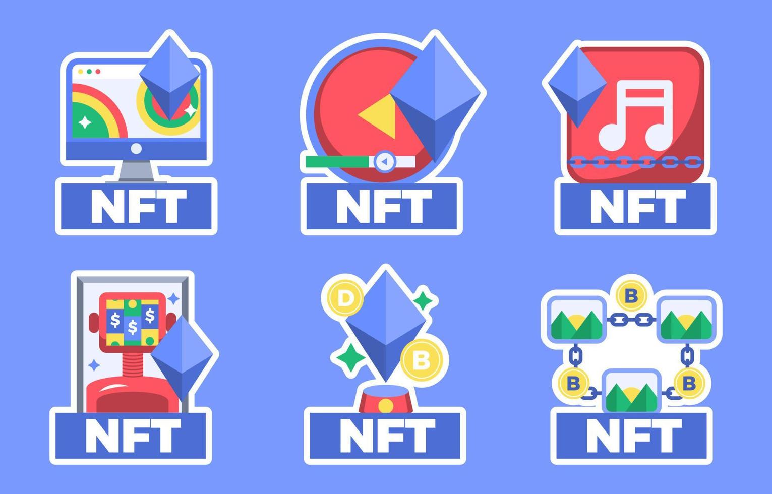 Set of NFT Stickers vector