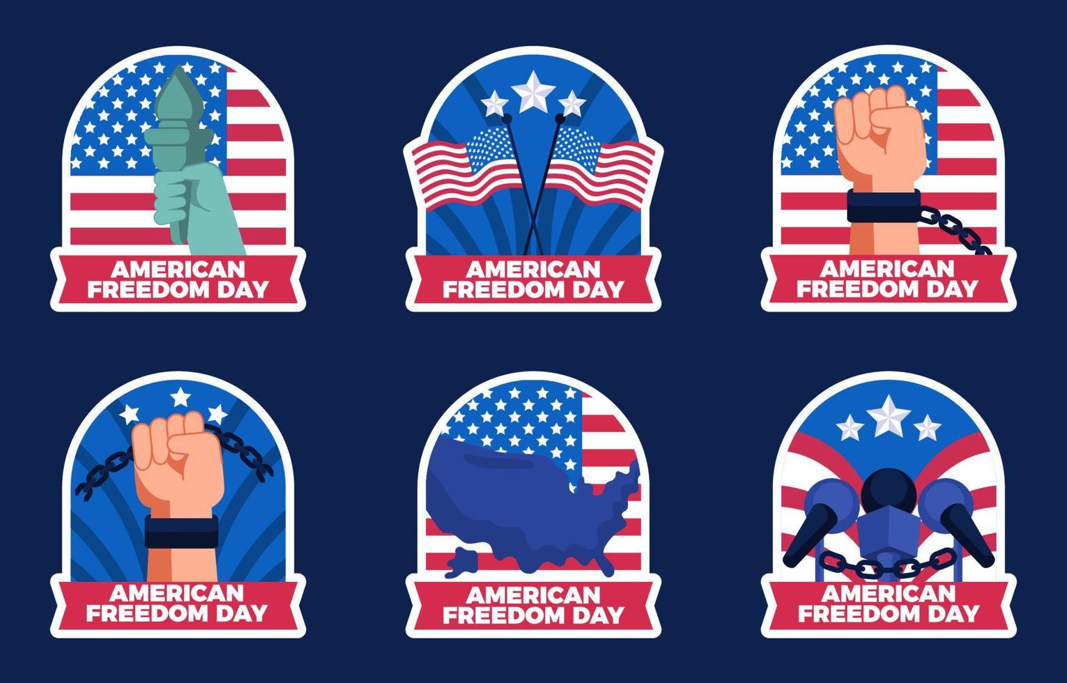Set of National Freedom Day Stickers vector