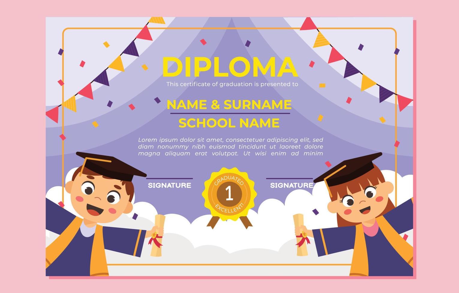 Kindergarten Certificate Template vector