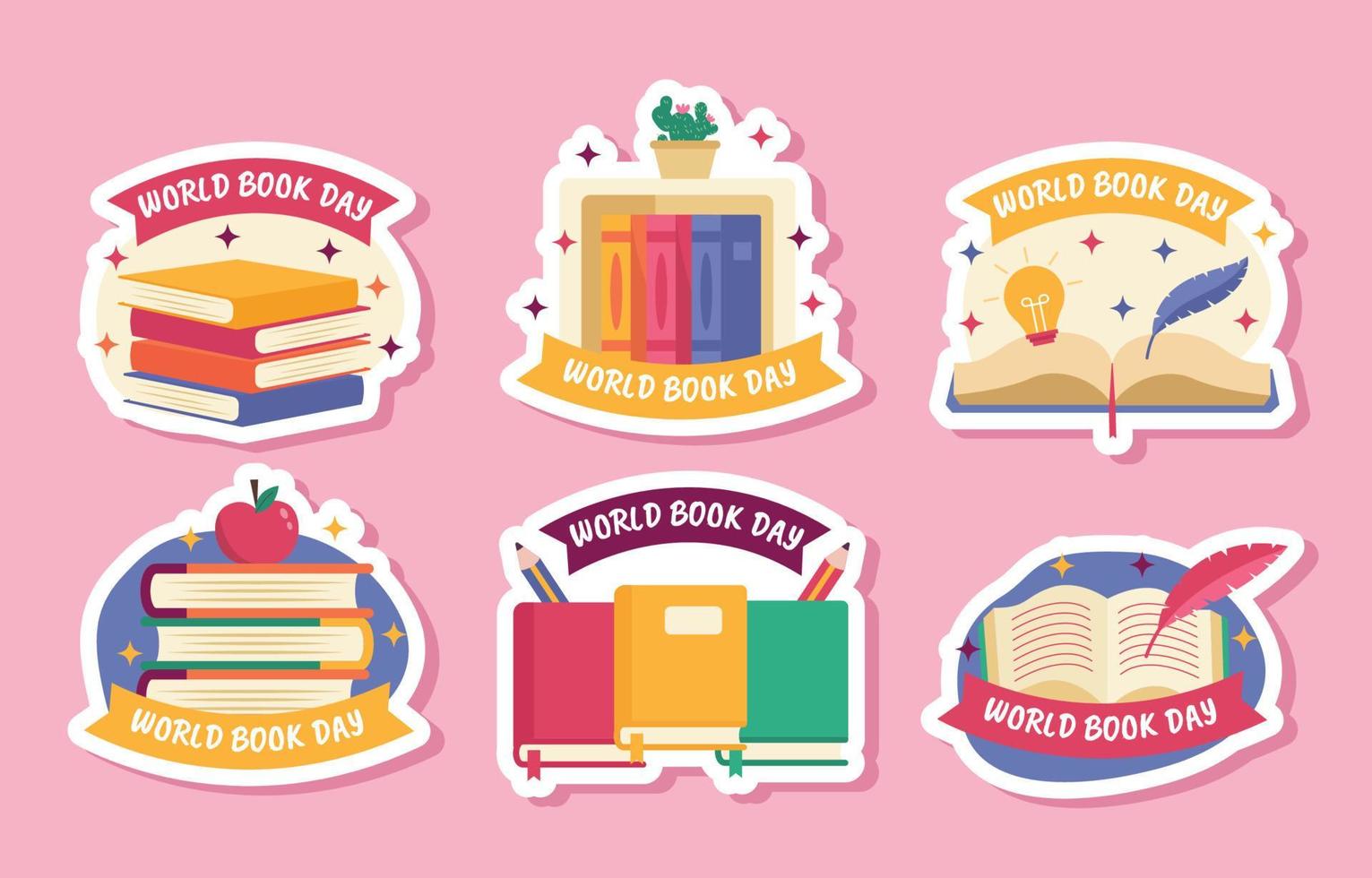 World Book Day Sticker Set vector