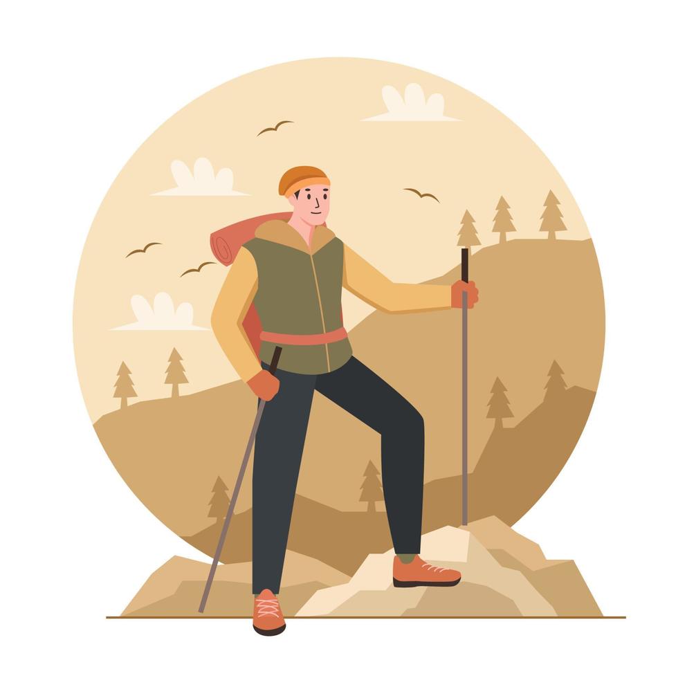 un excursionista de montaña masculino vector