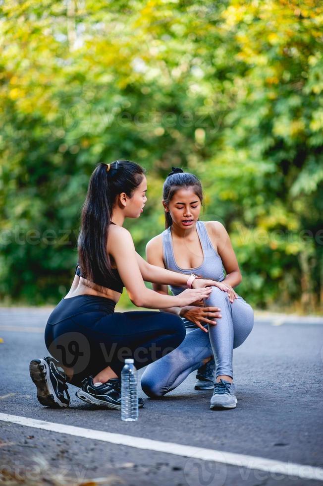 Women exercise happily for good health. Exercise concept photo