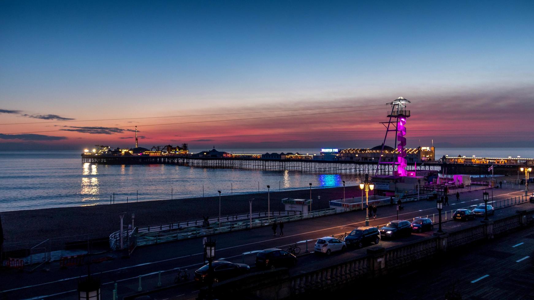 BRIGHTON, EAST SUSSEX, UK. 2018. View of Brighton Pier in Brighton East Sussex on January 26, 2018. Unidentified people. photo