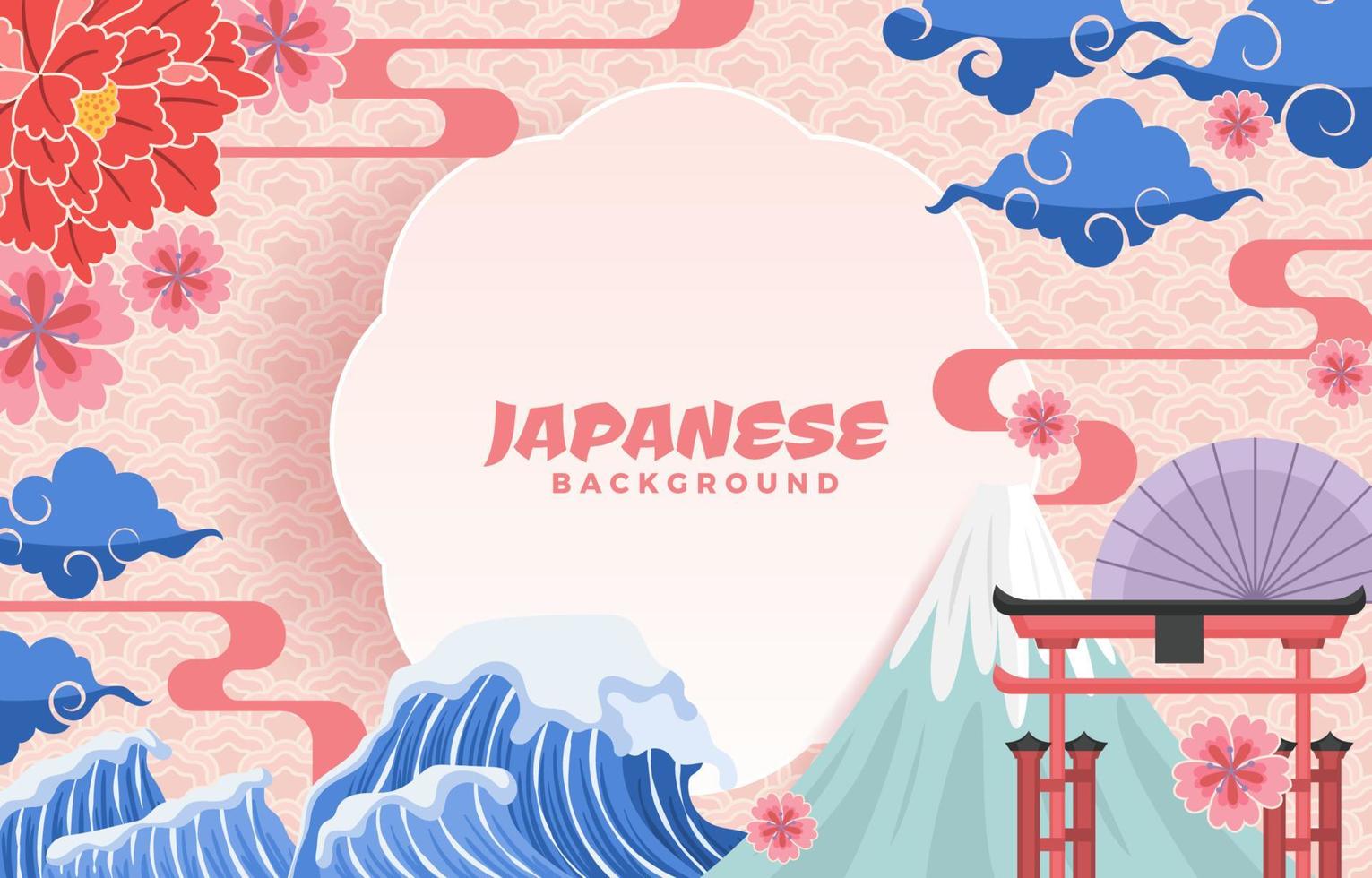 Beautiful Scenery of Japan in Background Concept vector