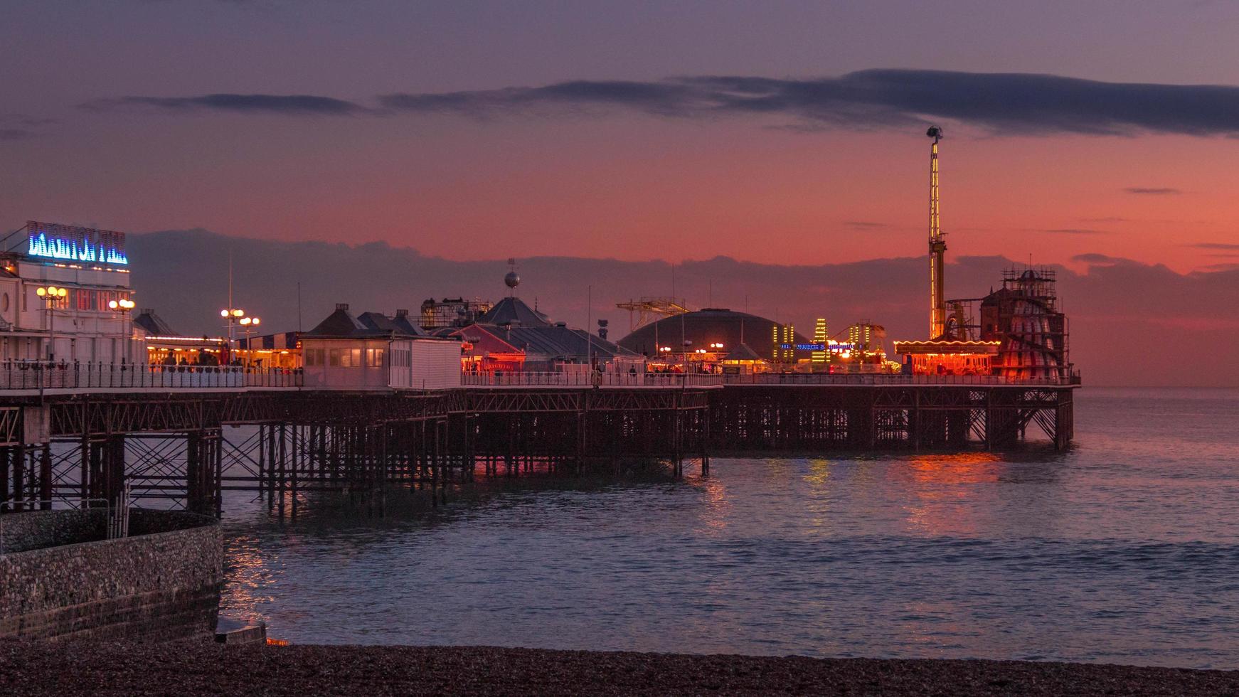 BRIGHTON, EAST SUSSEX, UK. 2018. View of Brighton Pier in Brighton East Sussex on January 26, 2018. Unidentified people. photo