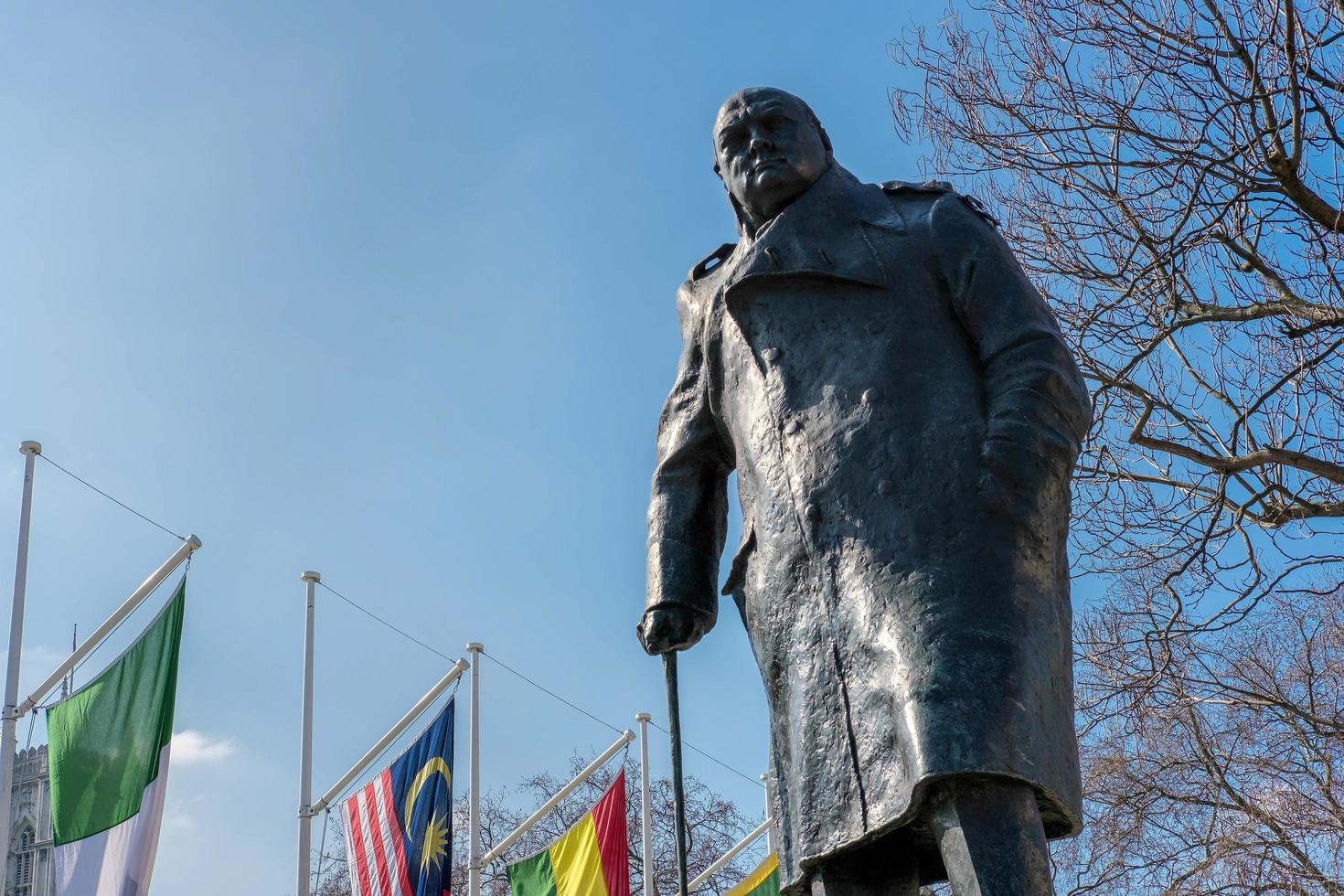 LONDON, UK, 2018. Statue of Winston Churchill in Parliament Square photo