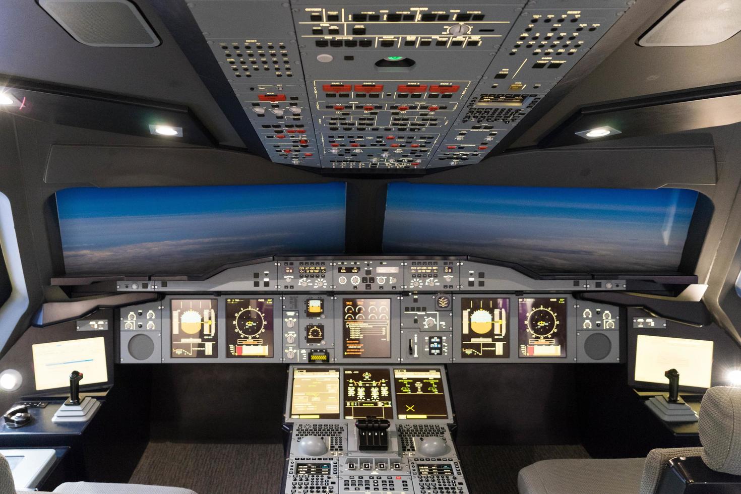 London, Uk, 2014. Airbus A-380-800 flight simulator photo
