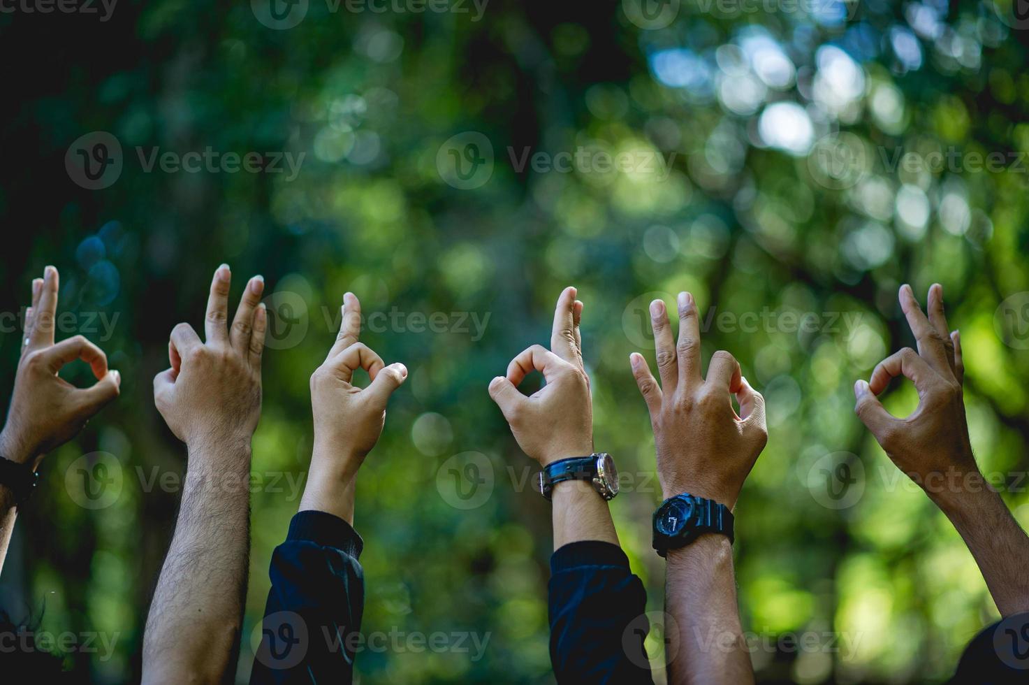 Teamwork and Unity Teamwork, handshaking in the team Team concept photo