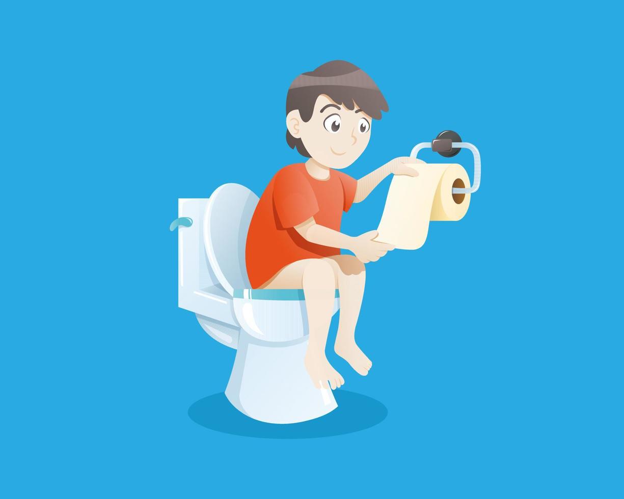 Boy using toilet bowl vector