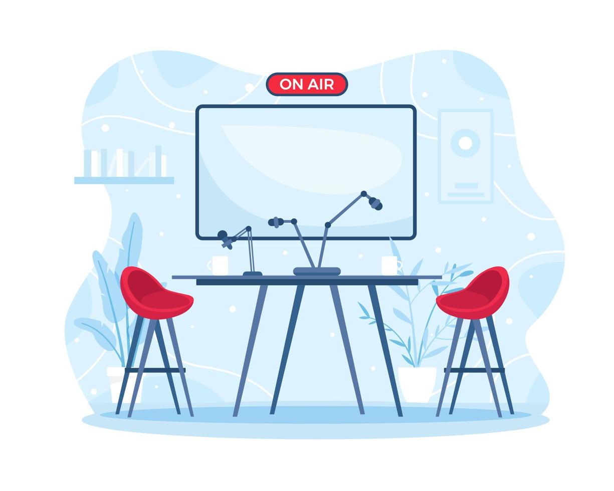 Podcast setup interior illustration vector