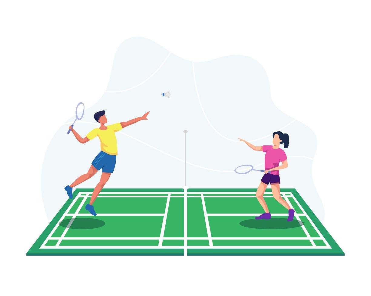 jugando ilustración de bádminton vector