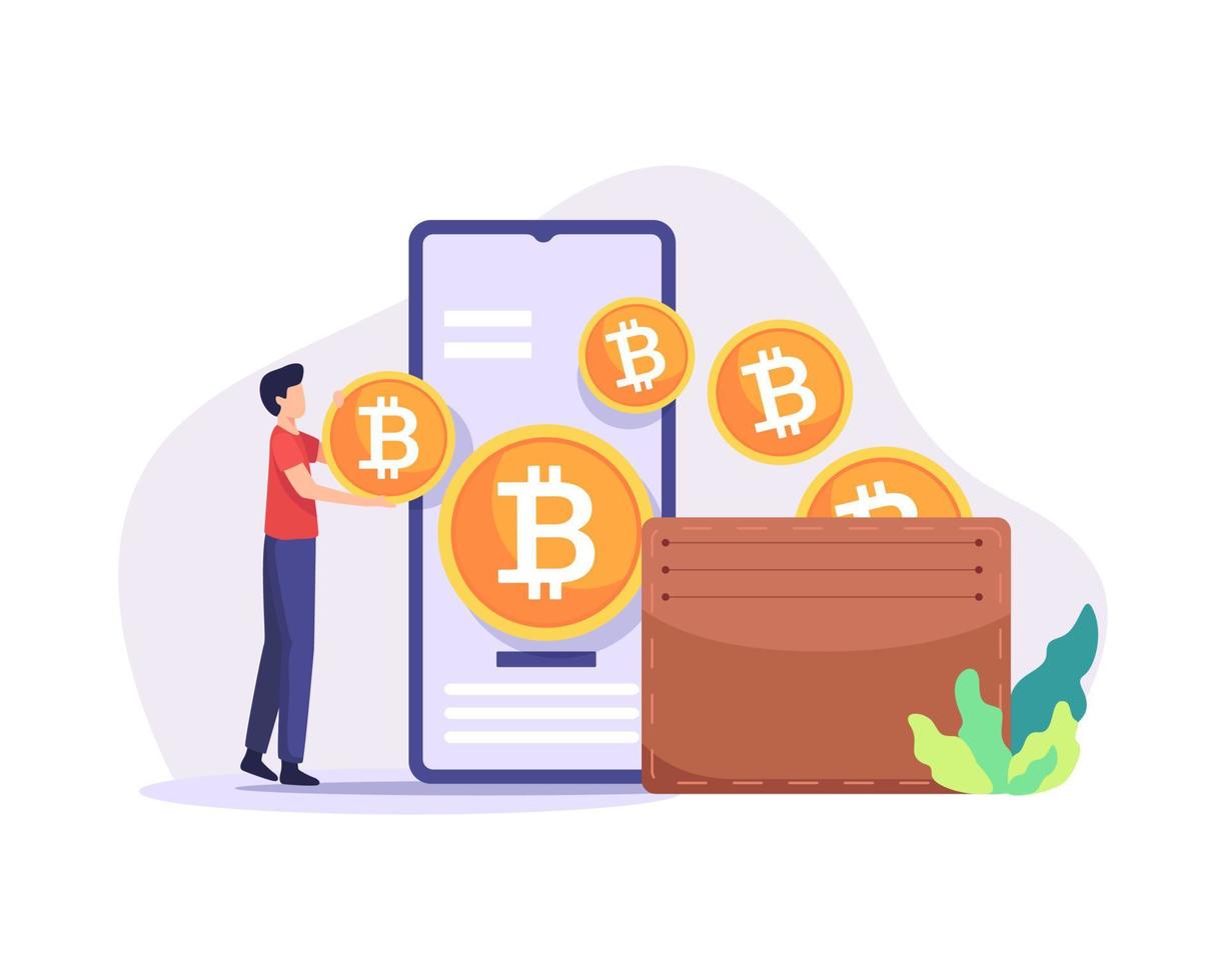 Bitcoin wallet illustration vector