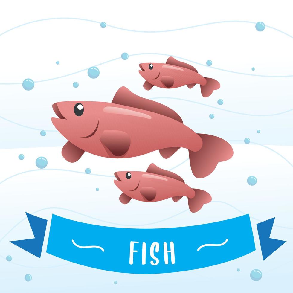 Cute fish vector. Funny fish vector character, Sea animal vector illustration. Cartoon aquarium fish, Consumption fish - Vector