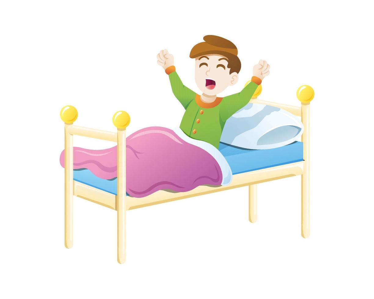 Kid wake up in the morning vector