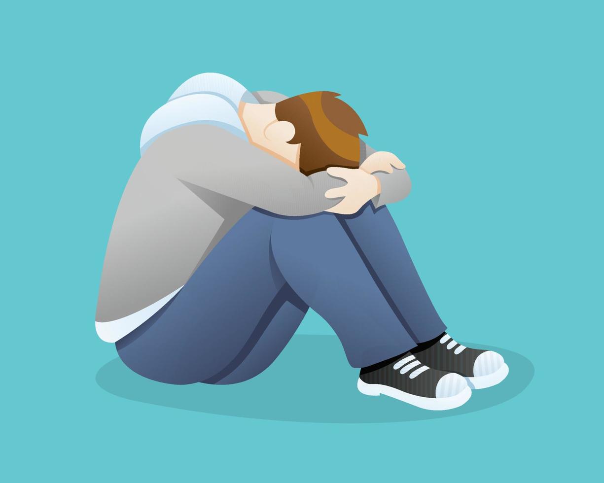 Depressed man feeling sadness vector