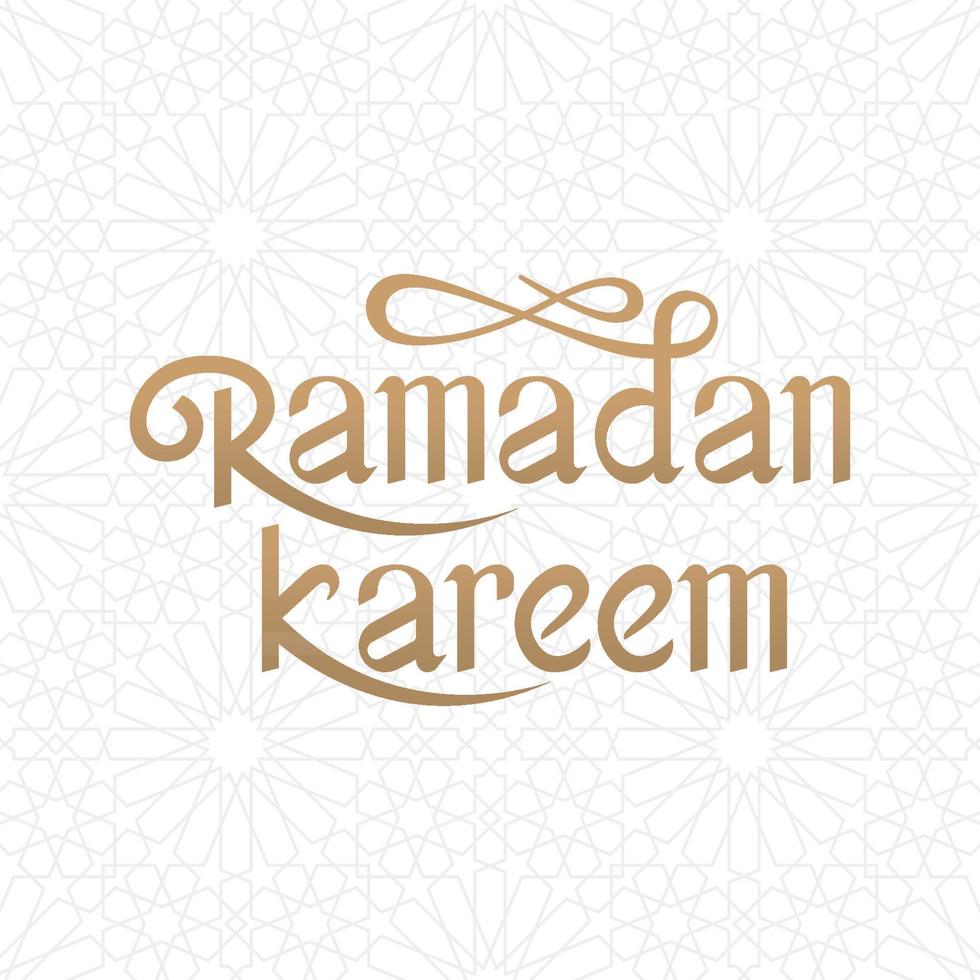 Ramadan Kareem handwritten lettering with Islamic pattern background. Ramadan Kareem typography vector design for greeting cards and poster. Design template celebration. Vector illustration