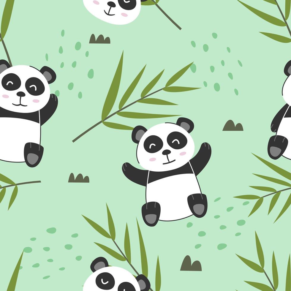 adorable pequeño panda de patrones sin fisuras vector