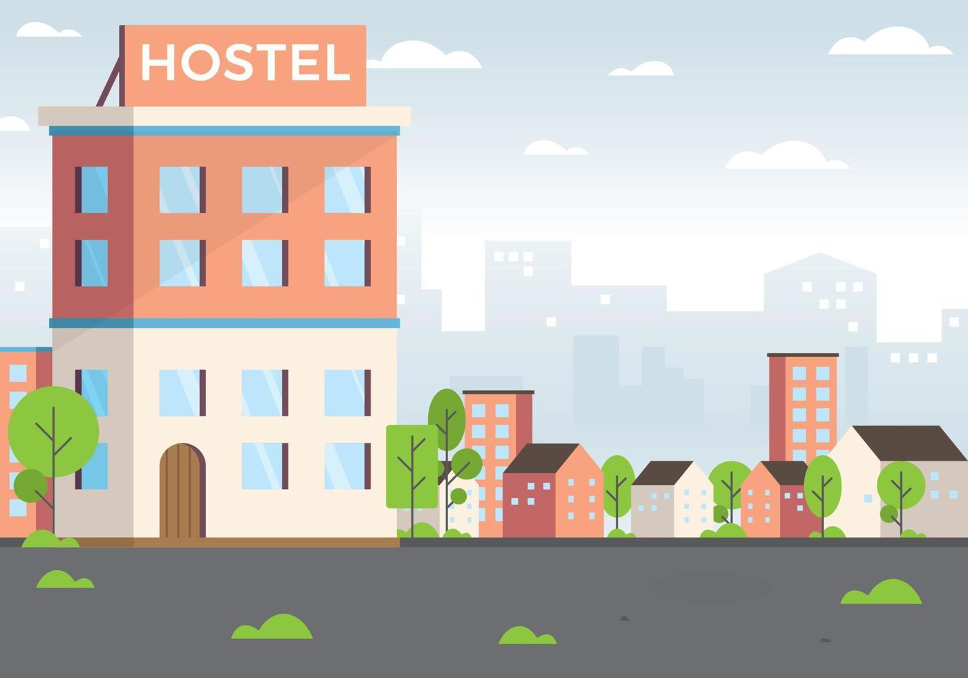 Ilustración de vector de hotel y edificio