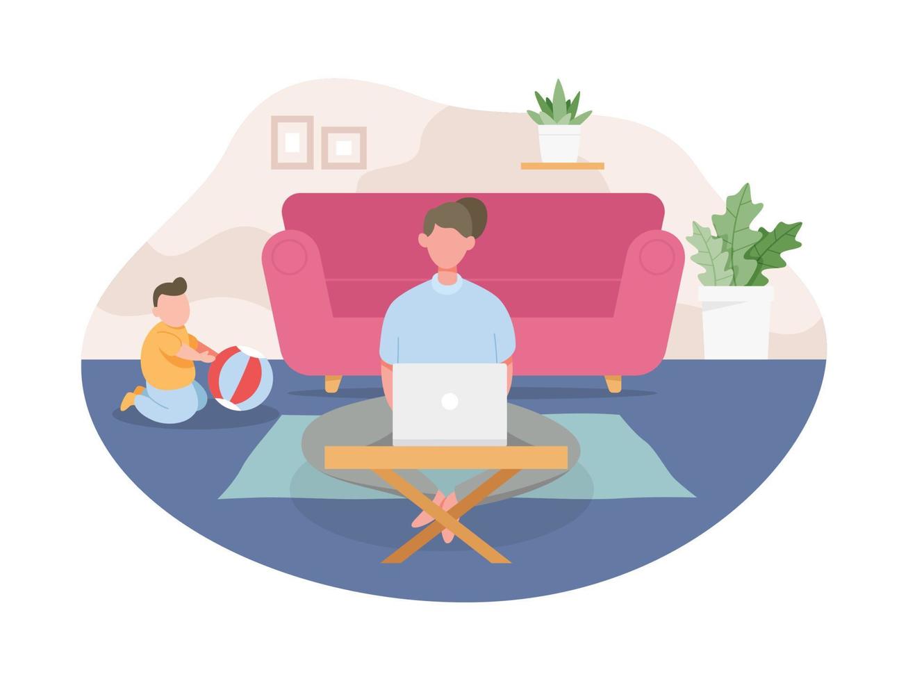 Work from home illustration vector