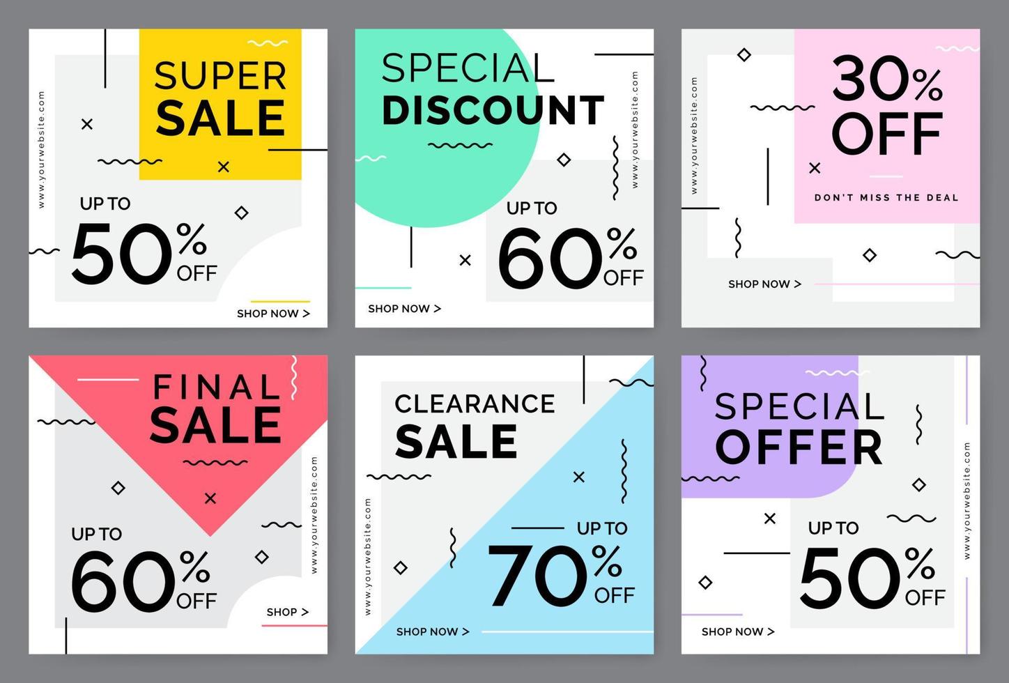 Modern promotion square web banner for social media vector