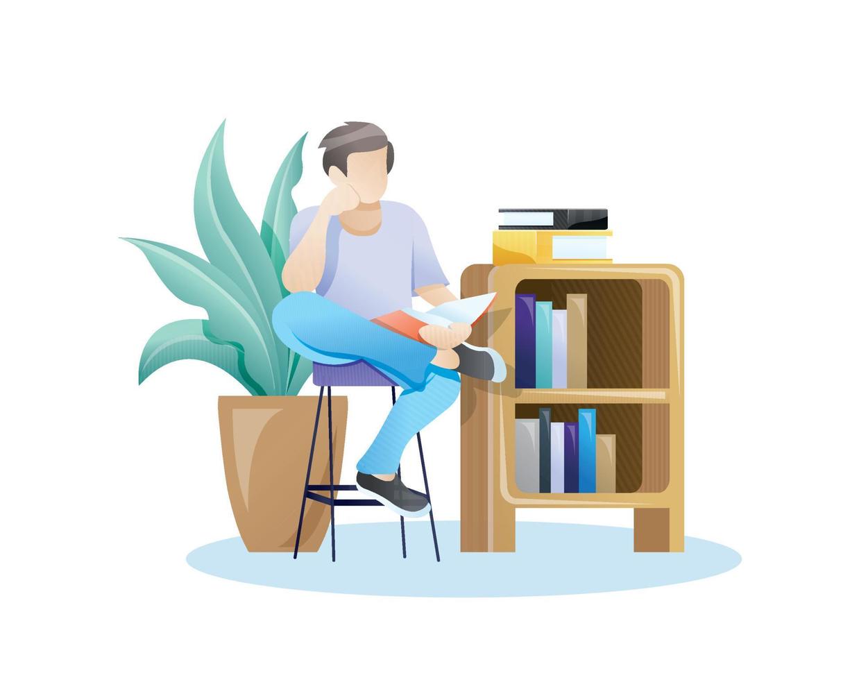 Reading book illustration vector