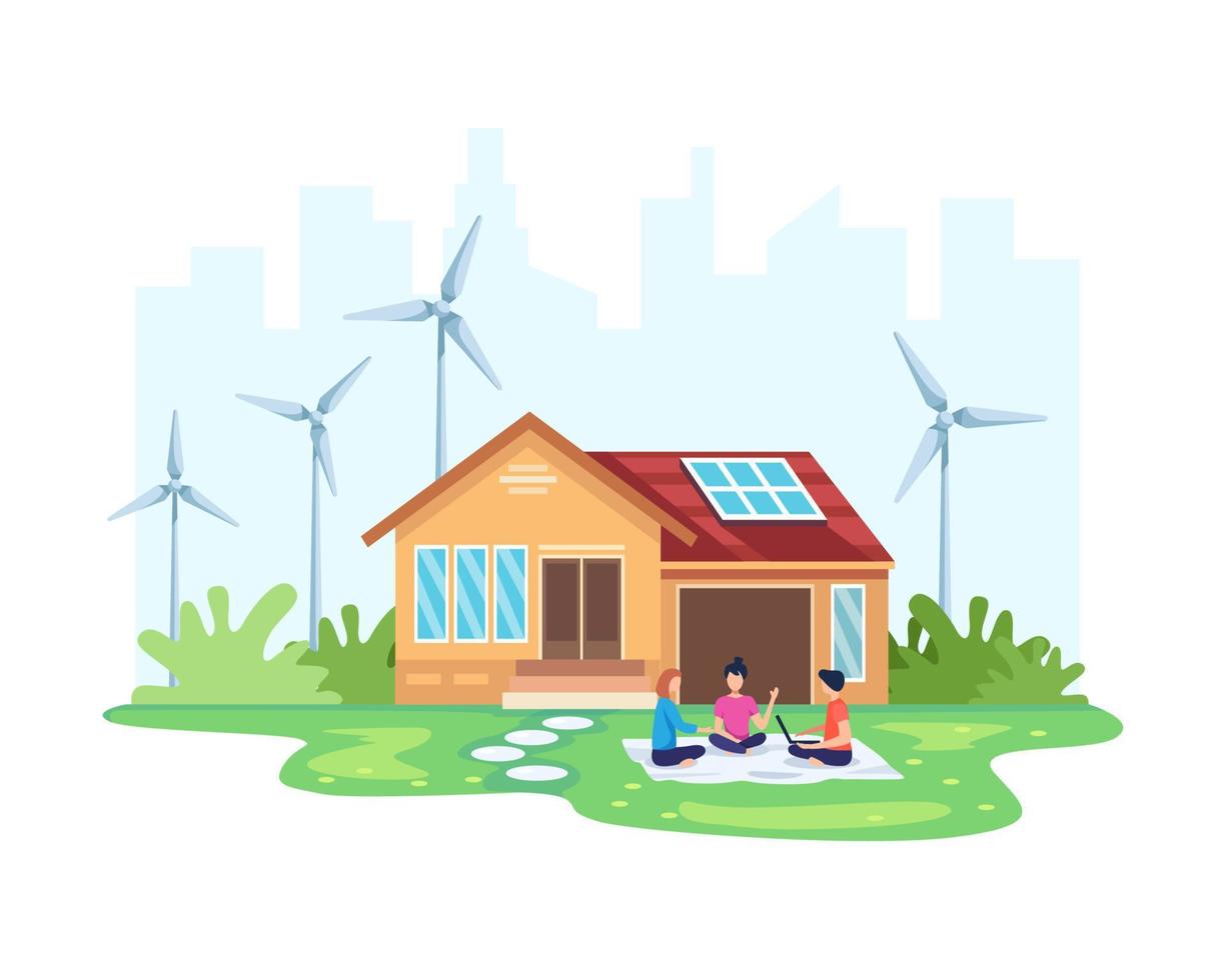 House with clean energy concept vector
