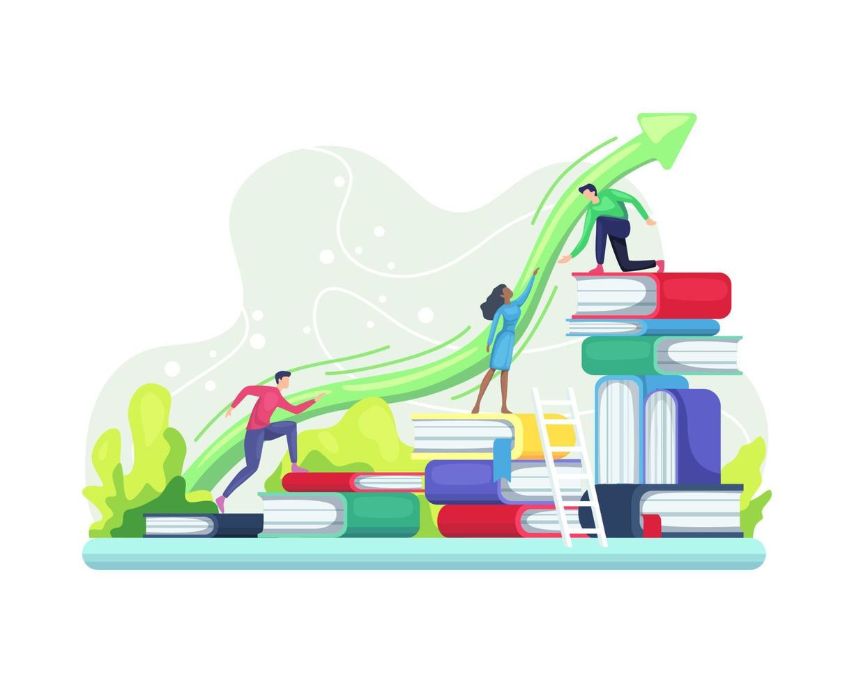 People climbing books vector