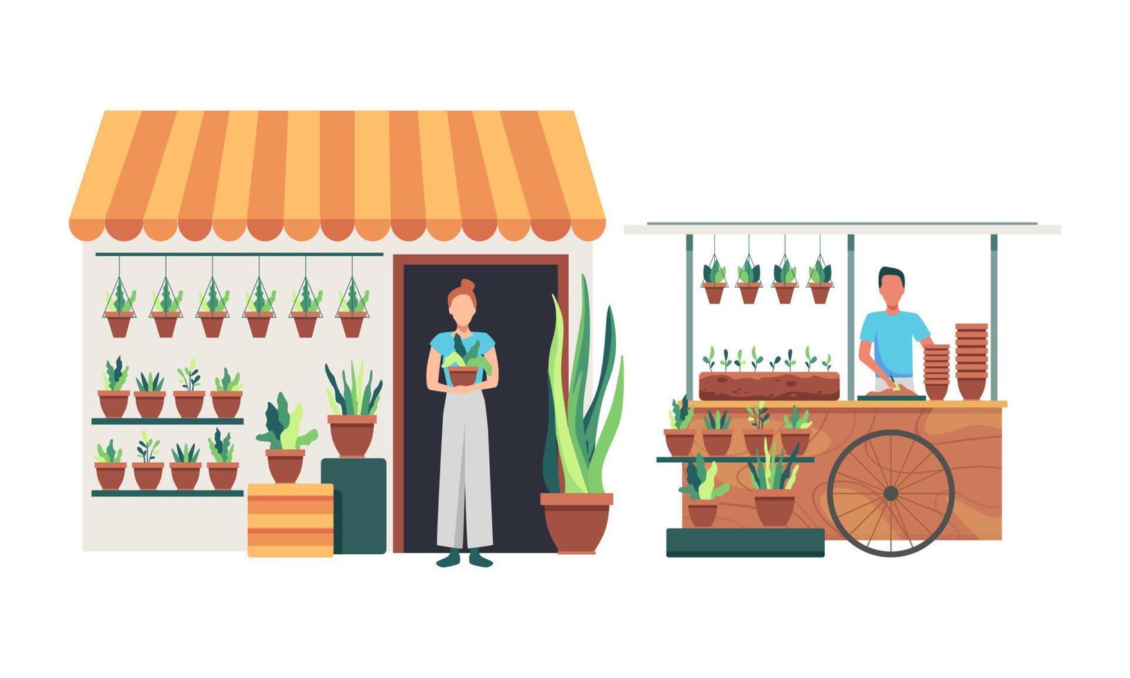 Flower shop illustration vector