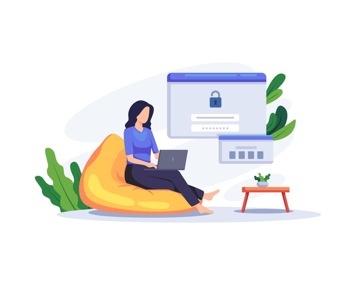 Secure login and sign up concept illustration vector