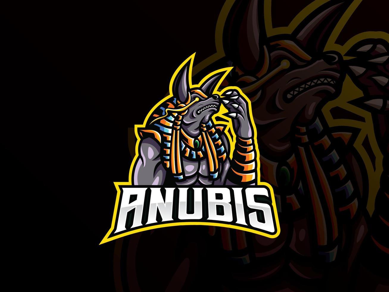 diseño del logotipo del deporte de la mascota de anubis vector