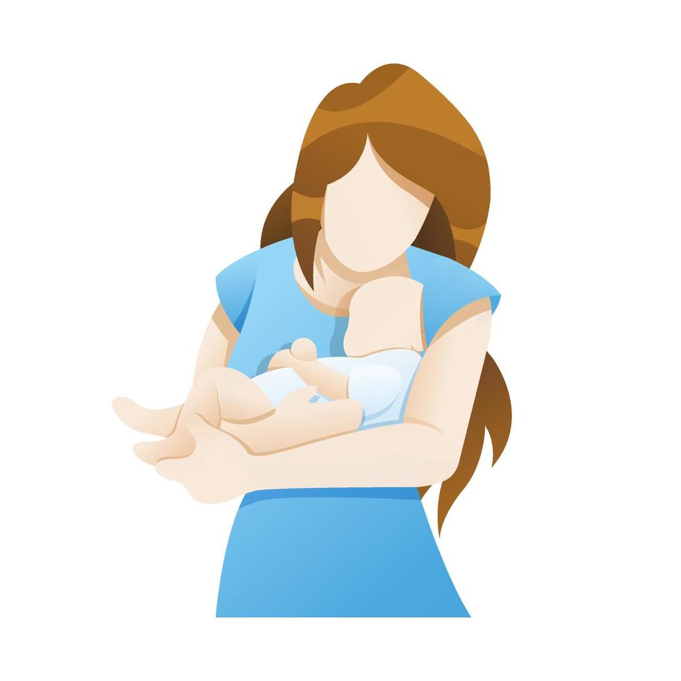 Vector illustration Mother with newborn baby