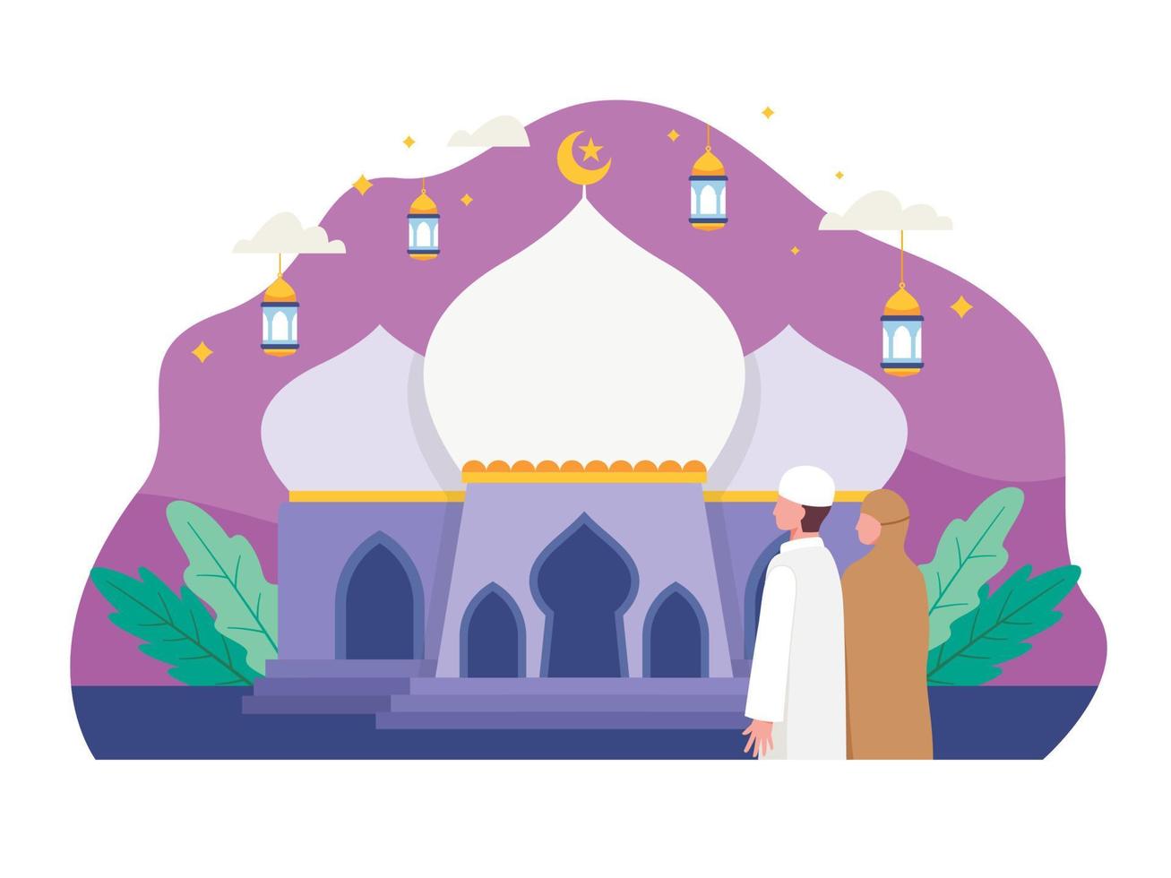 Ramadan kareem and Eid mubarak concept illustration vector