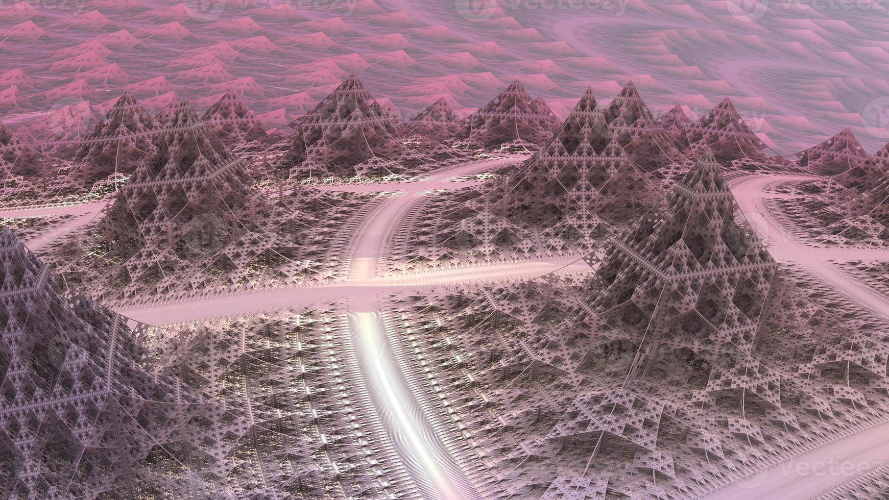 Abstract Computer generated Fractal design. 3D Illustration of a Beautiful infinite mathematical mandelbrot set fractal. photo