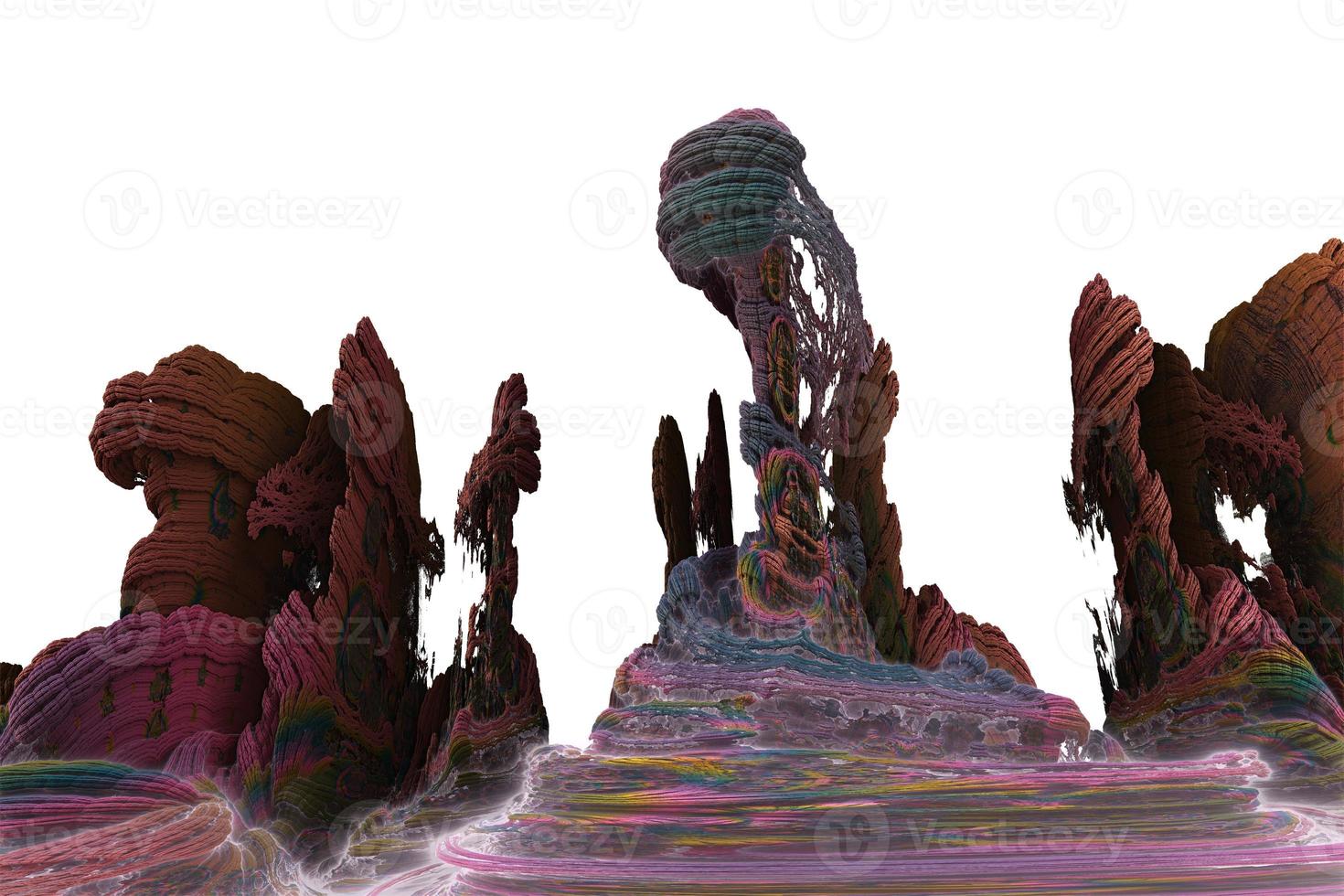 diseño fractal generado por ordenador abstracto. Ilustración de extraterrestres 3d de un hermoso conjunto de mandelbrot matemático infinito fractal. foto