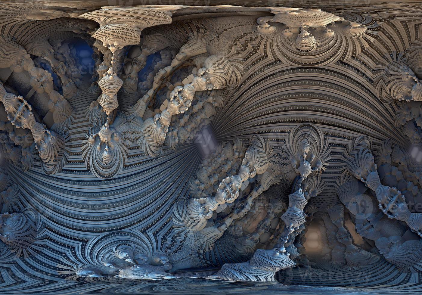 Abstract Computer generated Fractal design. 3D Illustration of a Beautiful infinite mathematical mandelbrot set fractal. photo