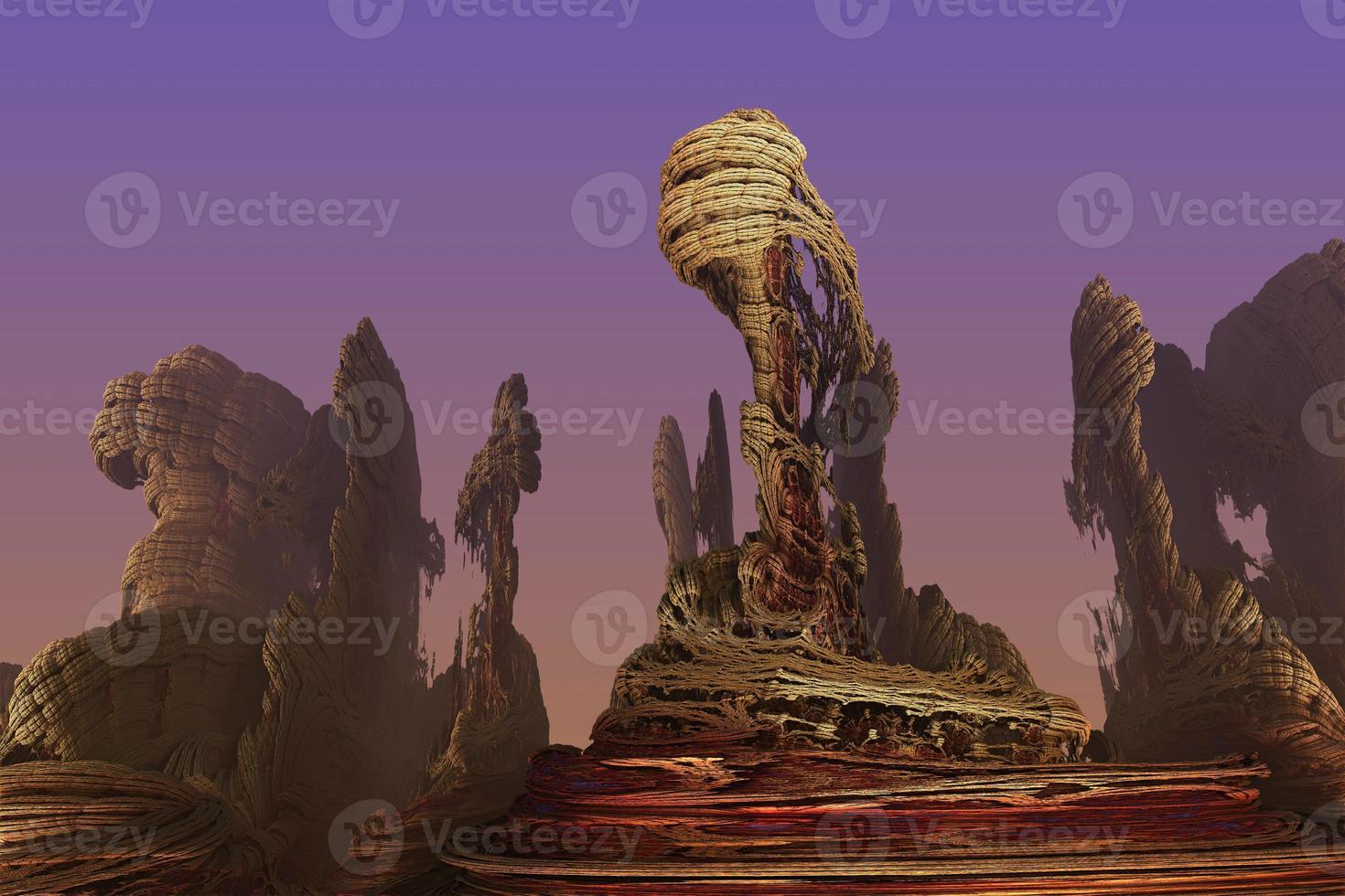 3D Illustration of a Beautiful Fractal alien stone. Abstract Computer generated Fractal design. photo