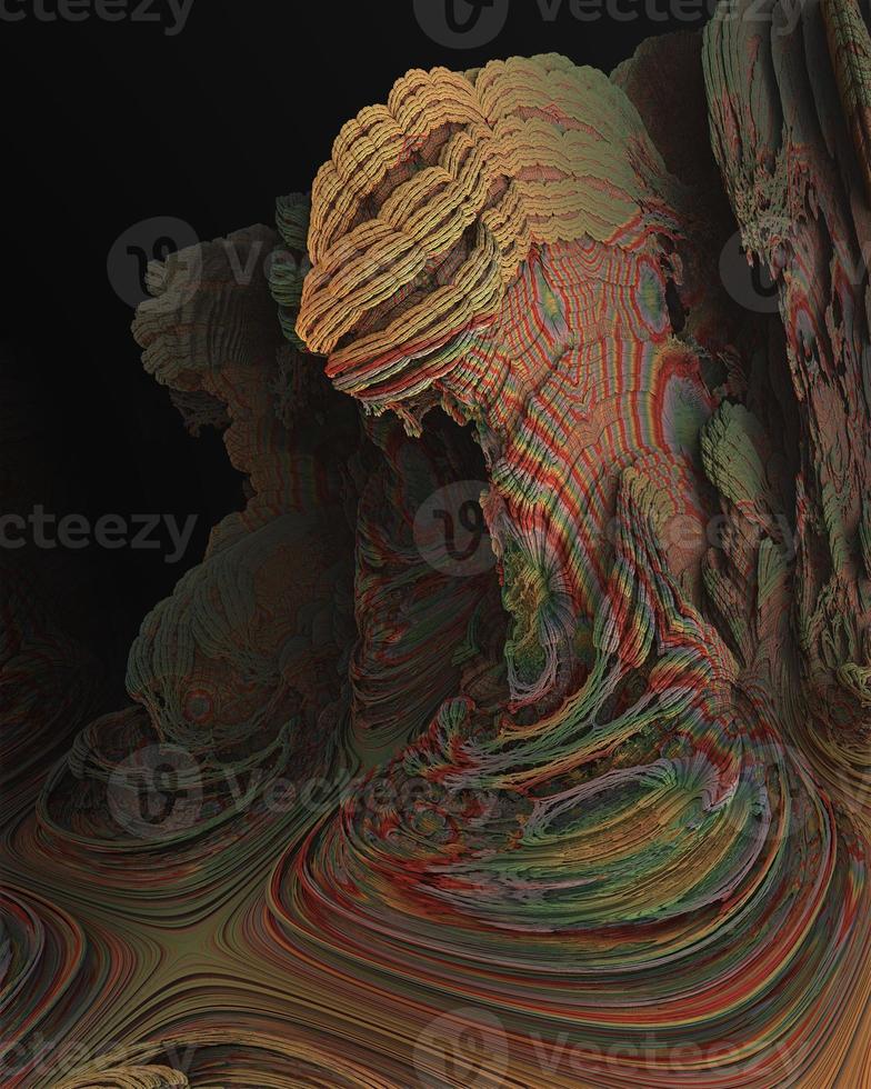 diseño fractal generado por ordenador abstracto. Ilustración de extraterrestres 3d de un hermoso conjunto de mandelbrot matemático infinito fractal. foto